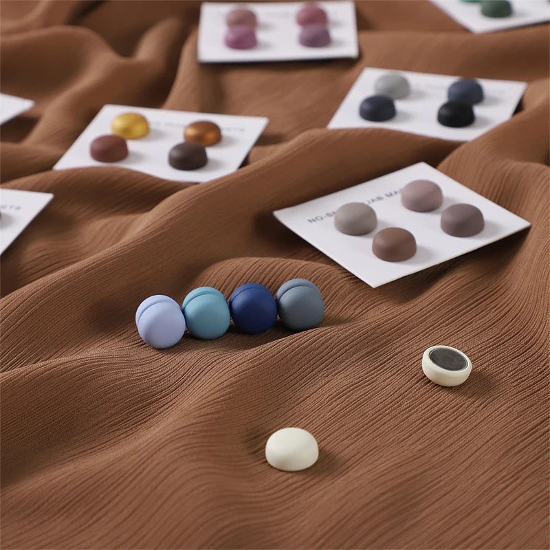 4Pcs/set Macaroon Color Matte Magnet Hijab Pins Magnetic Brooch Headscarf Shawl Strong Magnetic Button Clothing Accessories
